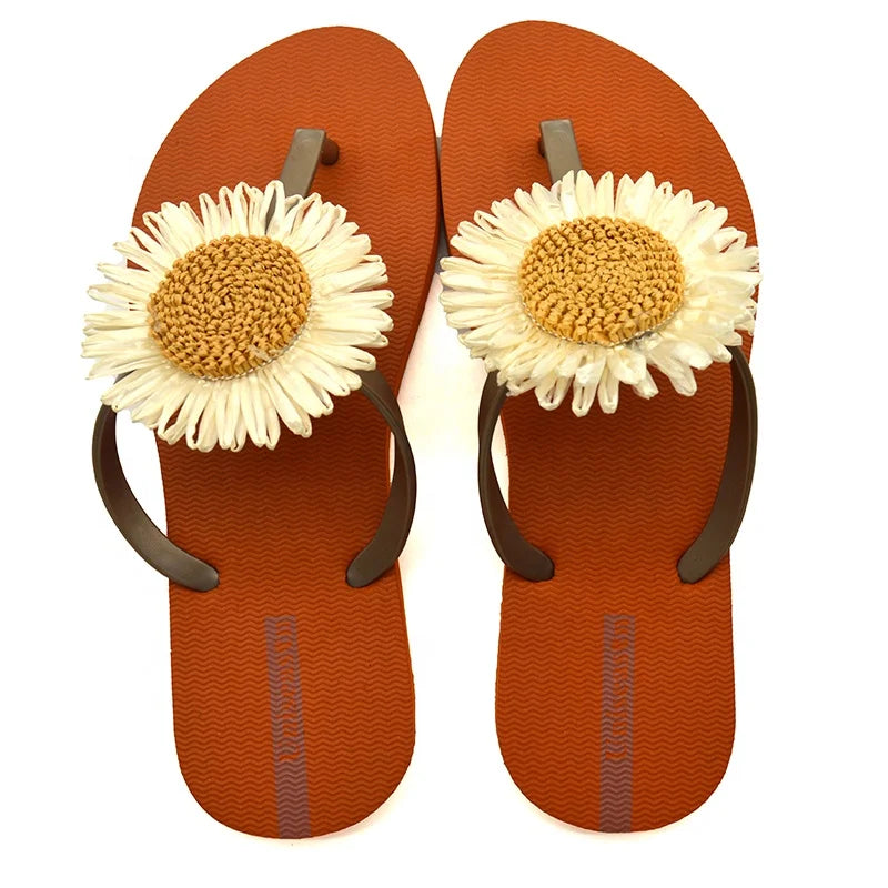 Hot Sale  Female Flip-Flops Slippers With Flower Decoration