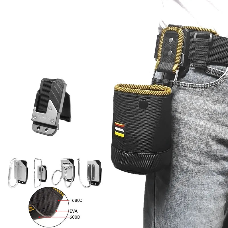 Tool Bag for Carpenter Nail Screw Storage Bag with Buckle Quick Hanging Can Tighten Electrician Cylinder