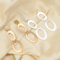 TongLing Silver Plated Oval Fashion Zinc Alloy Jewelry Irregular Round Geometric Earrings for Women Girls