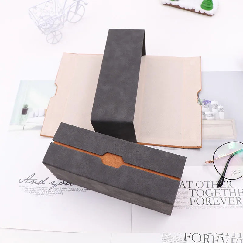 Fashion Double-layer Glasses case Packaging Retro Folding Box  Sunglasses Bag Pu Leather Box Custom logo