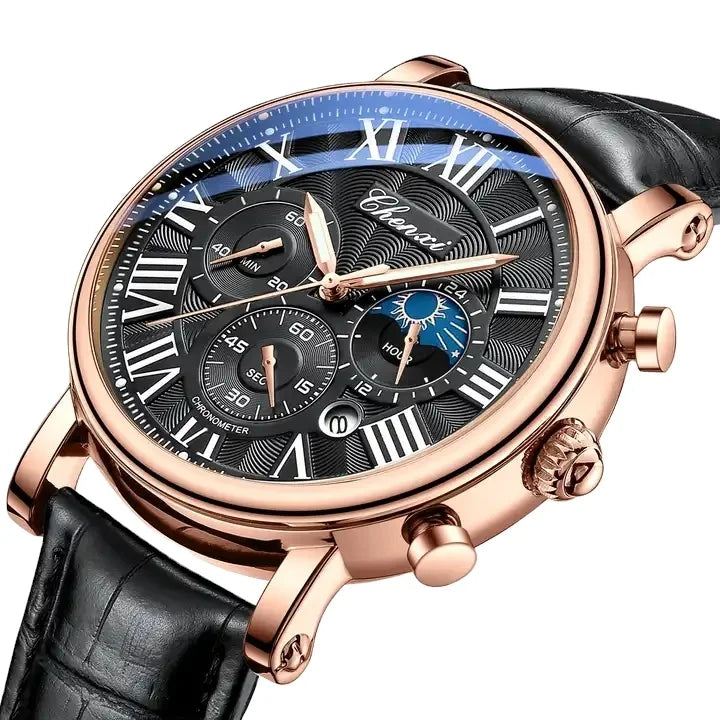 CHENXI 973 New Men Watch Sport Chronograph Quartz Top New Luxury Waterproof Wrist Watch Classic Business Mens Leather Luminous