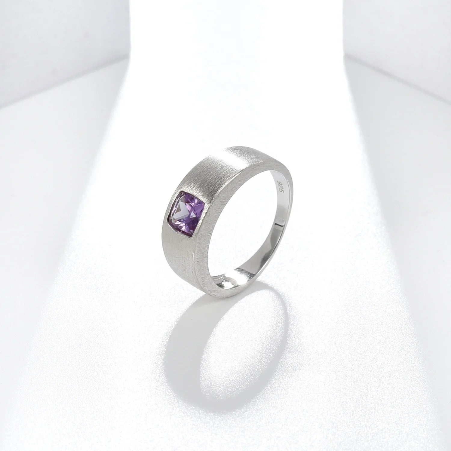 Abiding 925 Sterling Sliver Rings for Men 5*5mm Cushion Cut Gemstone Rings Wedding Engagement Men's Band Ring Jewelry