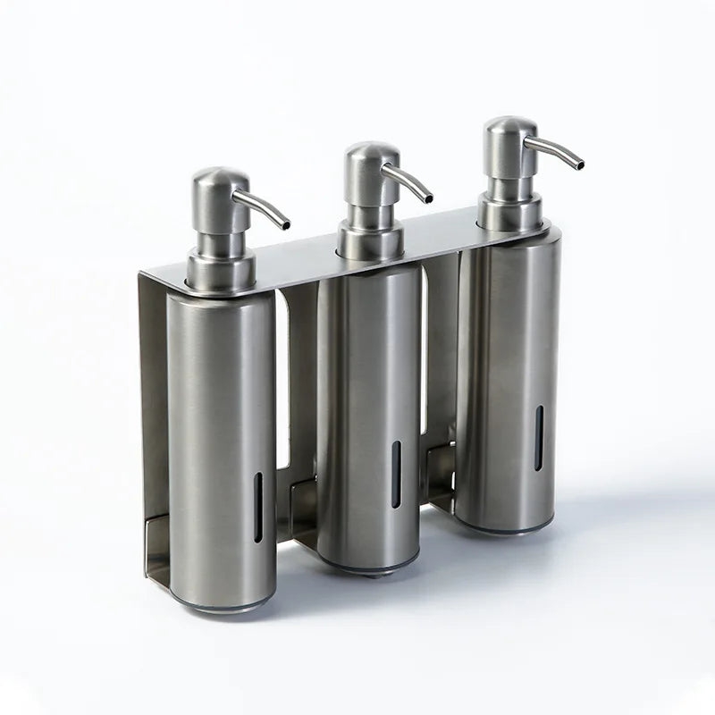 Superior Quality 240ML 304 Stainless Steel Hotel  Visible Wall Triple Soap Dispenser with Bracket  for Sale