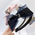 Wholesale New Style Lace Fabric Sweet Lovely Bowknot Ribbon Headband Knot Fabric With Metal Head Hoop for Ladies