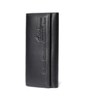 Luxury Men's Genuine Leather Wallet RFID Feature Trifold Long Soft Wallet with Open Closure