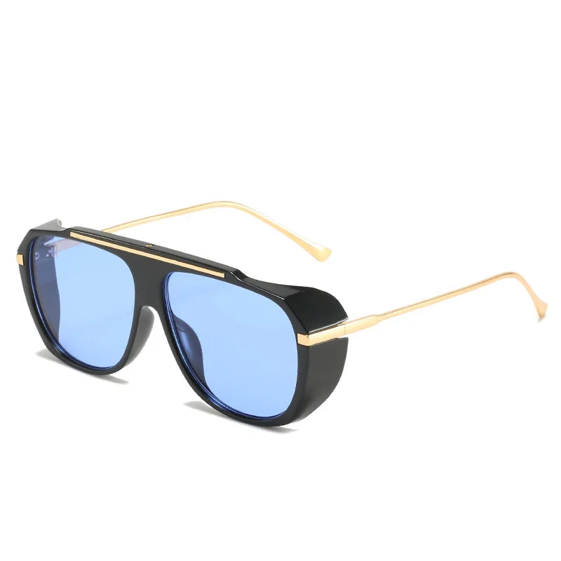 Gold Plastic Hybrid Sunglasses Sunglasses Large Frame One-piece UV protection for Men and Women