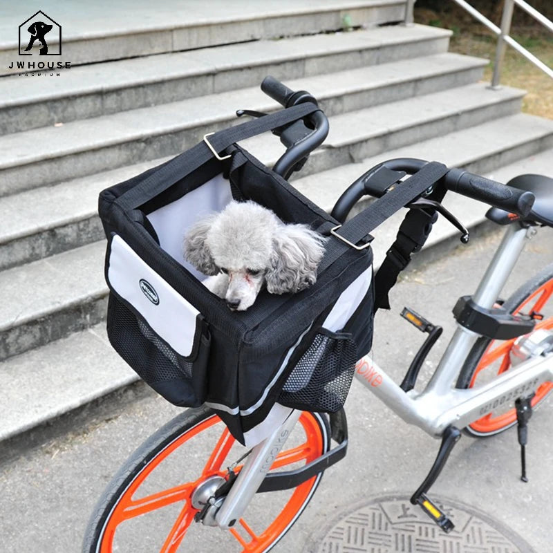 Durable Pet Bicycle Basket Carrier Bicycle Dog Leash Car Foldable Transport Bag Carrying Travel Seat for Puppy Cat Animal