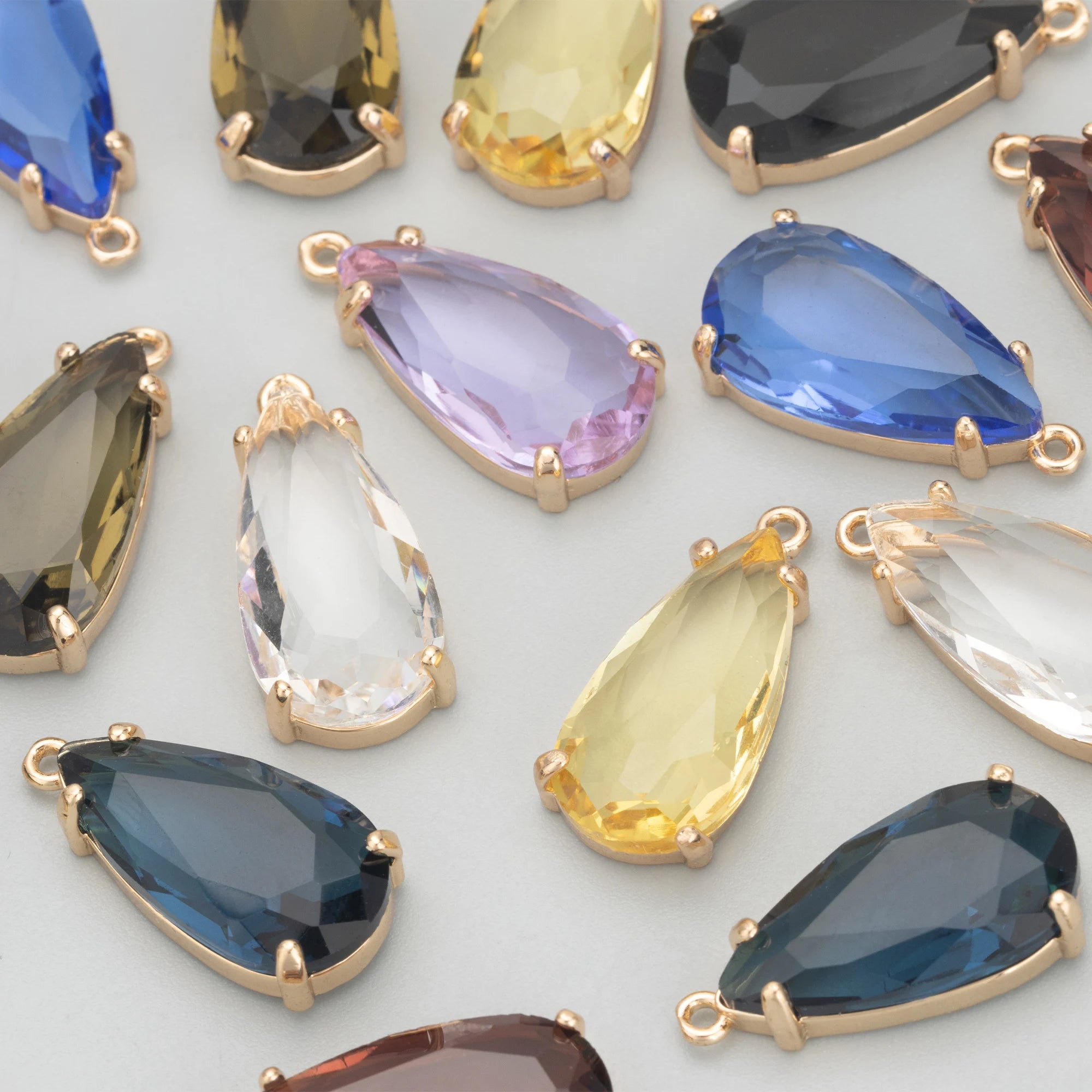 M556 Metal Frame Handmade Crystal Gemstone Charms DIY Jewelry Making Components-10pcs/Lot Earrings Pendant Accessories