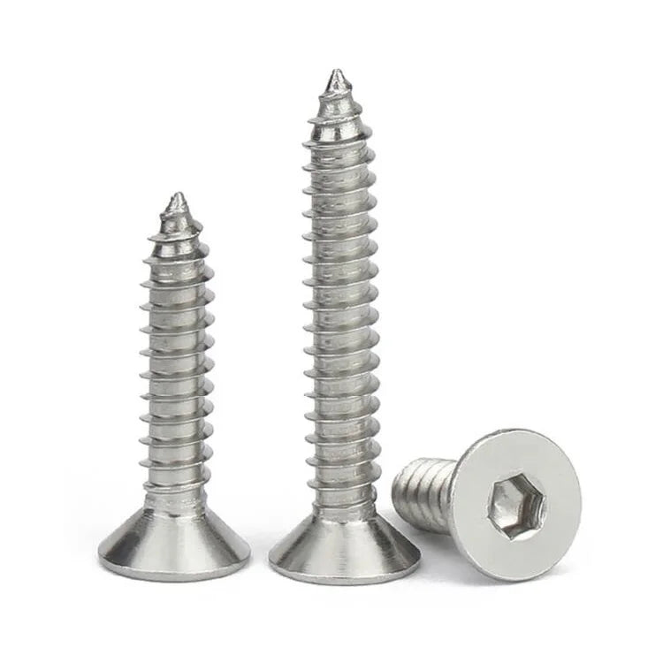 304 Stainless Steel Hexagon Socket Countersunk Head Self Tapping Screws ST2 ST2.3 ST2.6 ST3 ST3.5 ST4 ST5 ST6 ST8