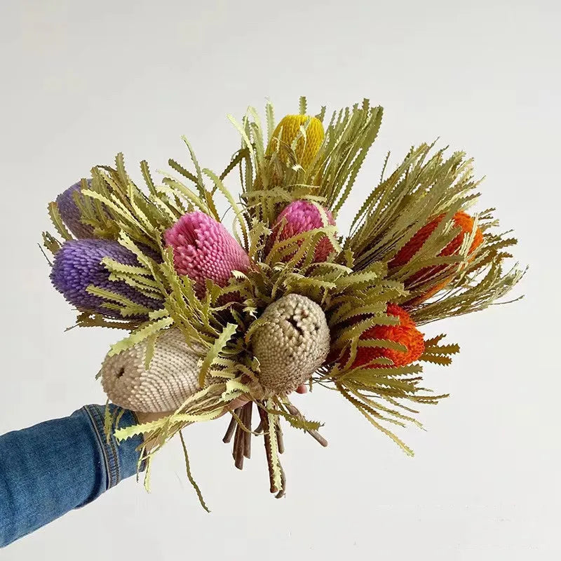 2025 New Product Ideas Preserved Pink King Protea Banksia Flowers Dried Wedding Valentine's Day Graduation Christmas Decoration