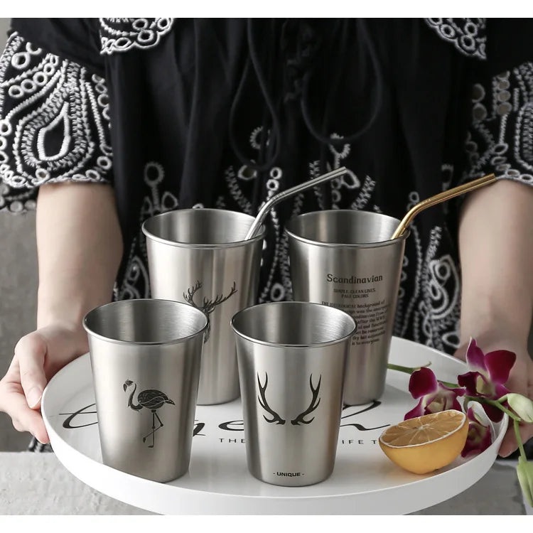 Wholesale Blank Custom Beer Glass With Handle Wheat Beer Glass Custom Logo Beer Cup Cold Drink Stainless Steel Coffee Cup