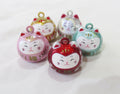Fluorescent Lucky Cat Jingle Bells 20x23mm Japanese Maneki Neko Bronze End Charm