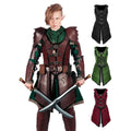 2023 New Retro Medieval Renaissance COSPLAY Leather-armored Elf Warrior Long Vest