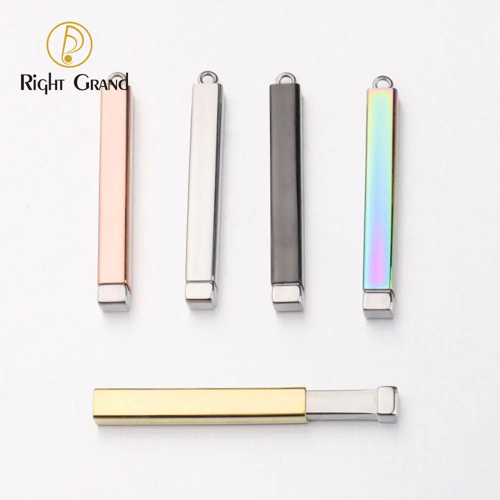 Valentine Day Gifts New Hidden Retractable 3D Bar Custom Gold Plated Stainless Steel Pendants Charms