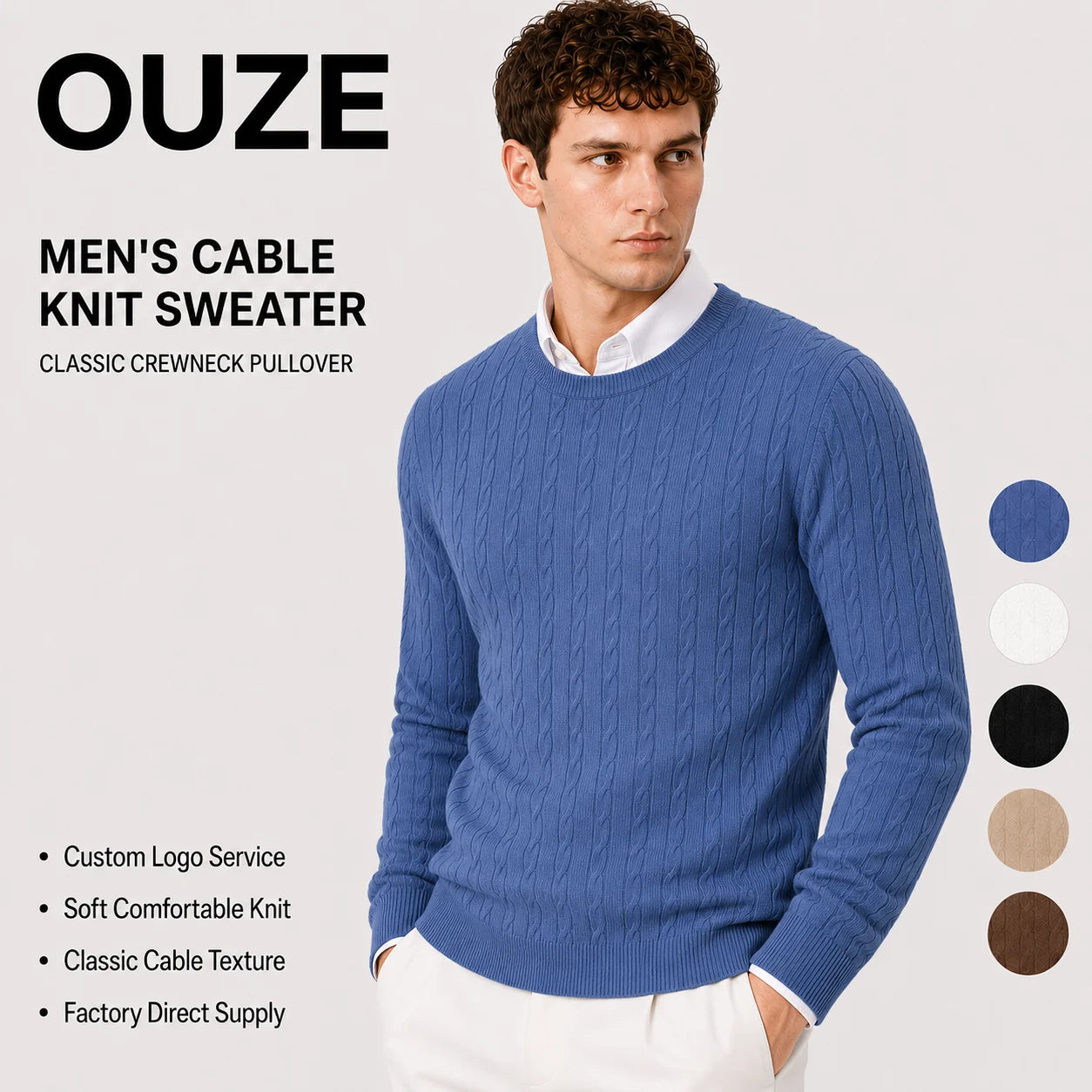 High Quality Long Sleeve Men's Sweater Casual Crew Neck Sweatshirts Autumn and Winter Warm Men's Knitwear Top