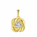 YILUN Women's Classic Summer Flower Pendant Gold-Plated Cubic Zirconia 925 Sterling Silver Charm Pendant Jewelry
