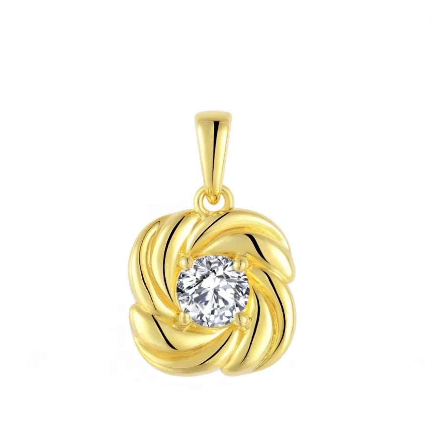 YILUN Women's Classic Summer Flower Pendant Gold-Plated Cubic Zirconia 925 Sterling Silver Charm Pendant Jewelry