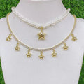 NZ1426 Chic Pearl Beaded Necklace with Star Charm 18K Gold Bulgy Star Dangle Charms CZ Rhinestone Tennis Chain Choker Necklace
