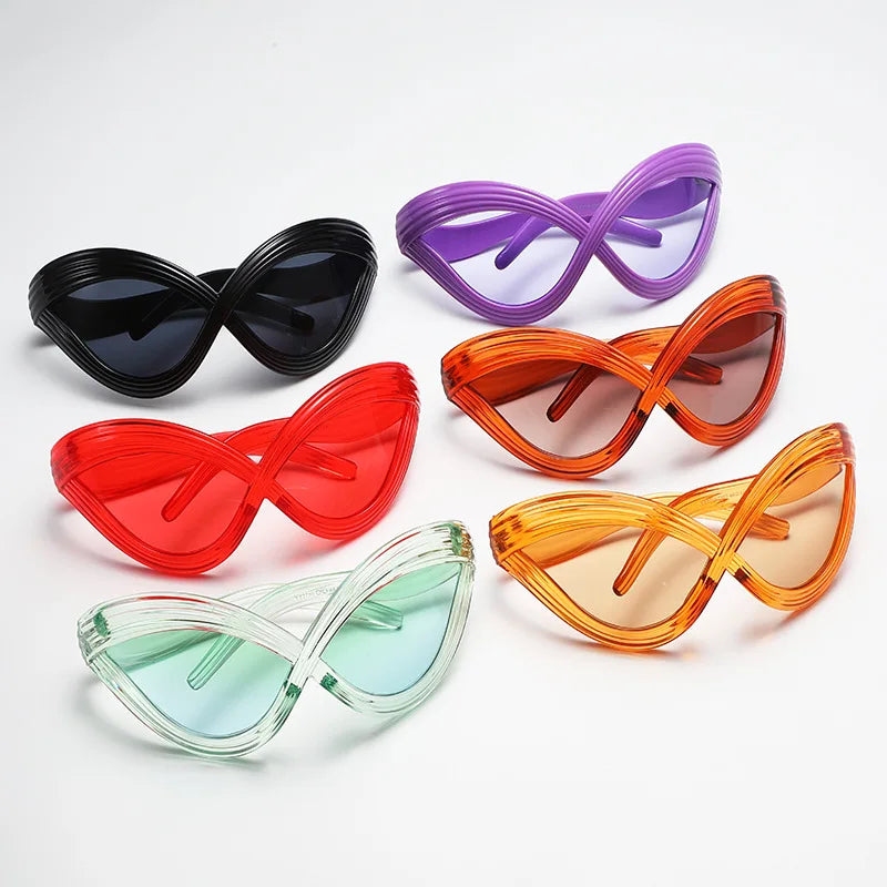 12117 Big Custom Steampunk Cat Eye Sports Sunglasses Women Y2k Brand Designer Sun Glasses Female Red Black Shades De Sol Oculos