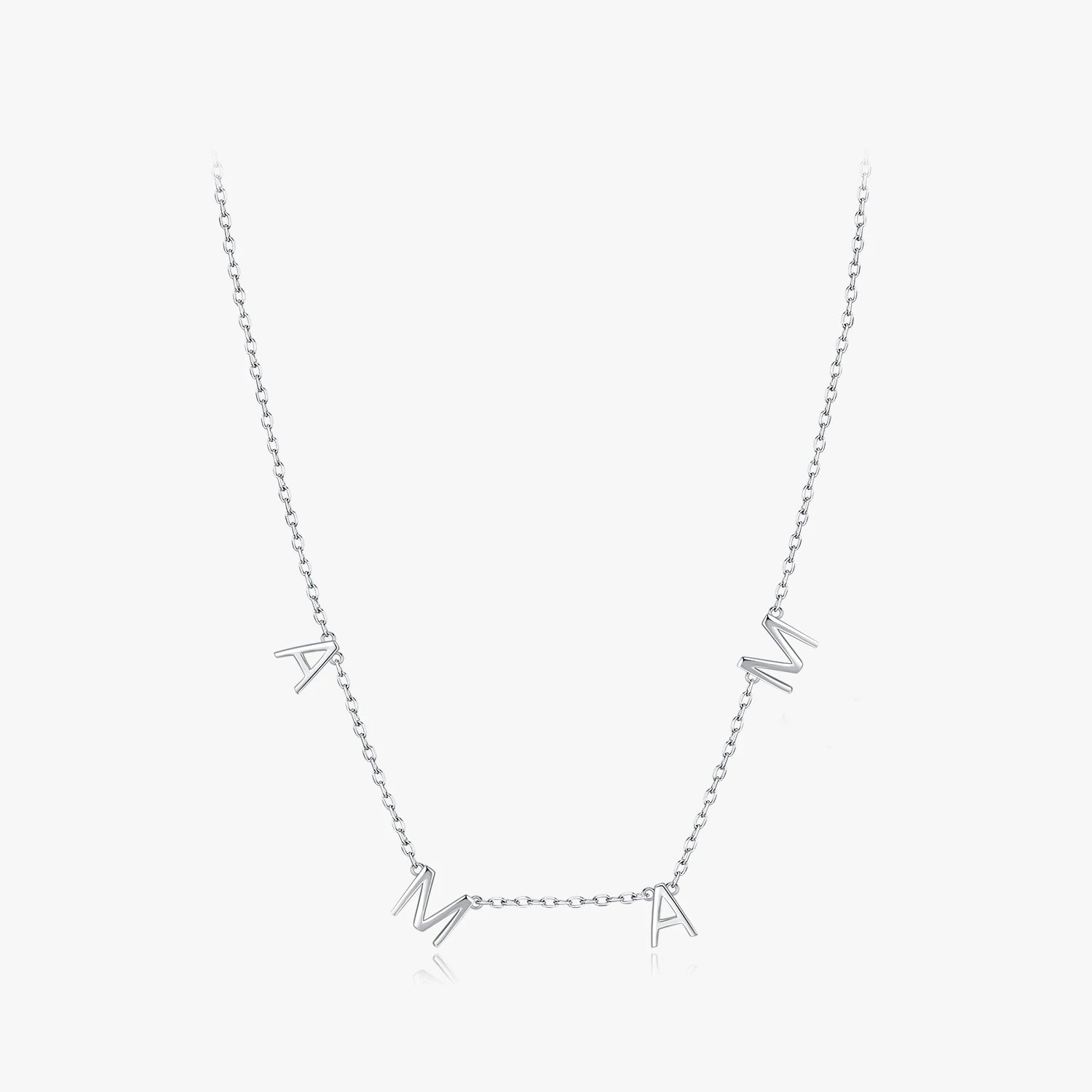 Shining Rose Gold Color Neck Chain for Women Fine Jewelry 925 Sterling Silver Classic Simple Letter MAMA Charm Necklace