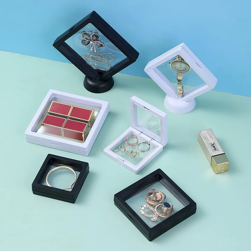 Colorful PE Film Storage Display Box for Jewelry Cosmetics & Manicure Scissors Black & White Gift Boxes with Plastic Keychain