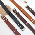 19mm 21mm Top Grain Wax Oil Vintage Leather 3 Rings Durable Strap 18 20 22 24 One Piece Wrist Belt Leather Watch Band