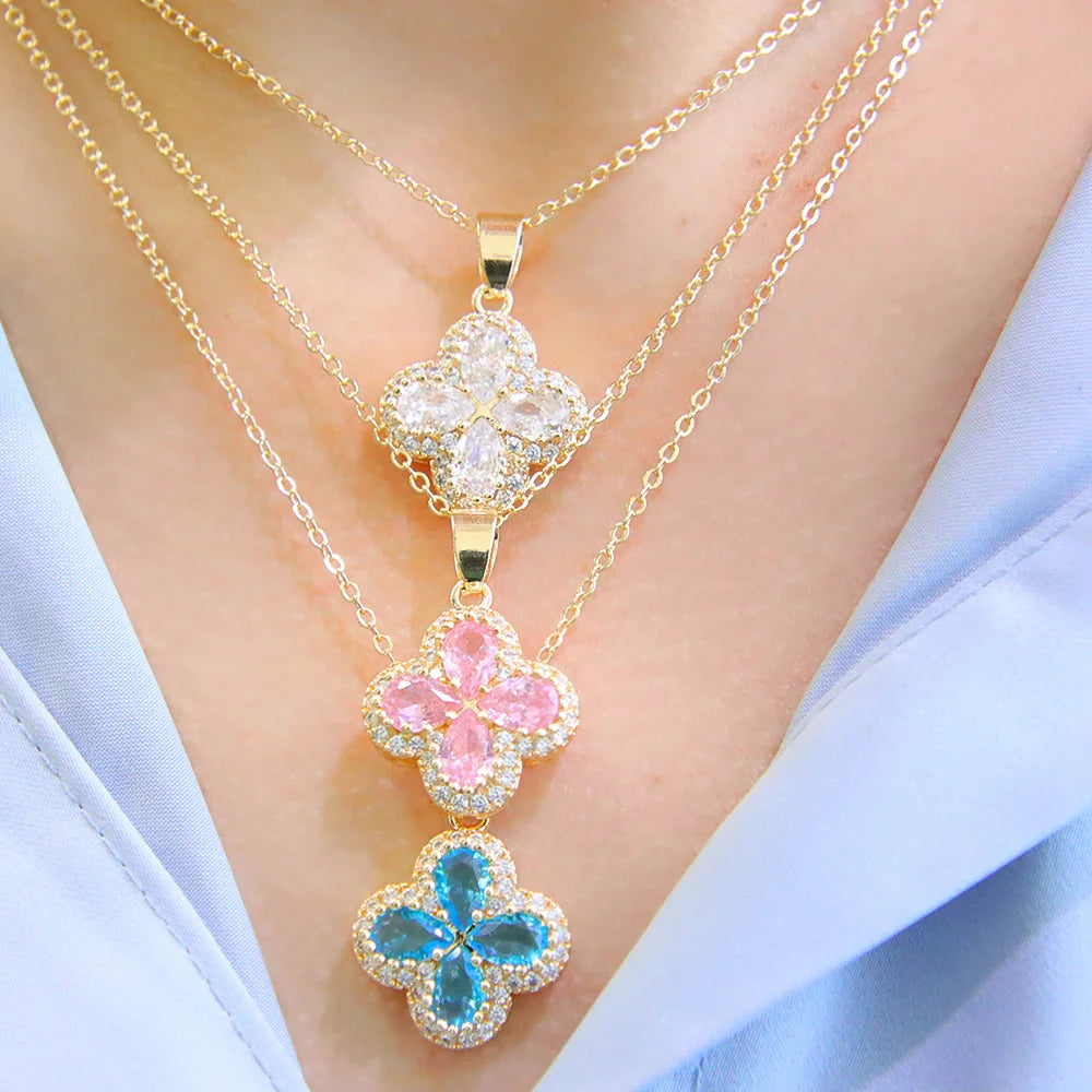 Little Ant Exquisite Design Lady Zircon Necklace Set Beautiful Fancy Fashion Zircon Ad Necklace Set 18k Gold Plated