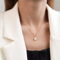 2022 Fashion Simple Stainless Steel 18K Gold Retro Light Luxury Opal Pendant Necklace Spot Wholesale