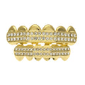 Duyizhao Hip Hop Diamond Fang Teeth Grillz Men's Iced Out Real Gold Plated Hip-hop Grill Rapper Fashion Jewelry All Hallow's Day