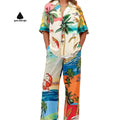 Wholesale Summer Custom Sand Beach Wear for Woman 2 Piece Set Plus Size Soft Unisex Blouse and Pants Set