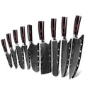 Super sharp Xyj Knife Chef Wood Handle Laser Damascus Pattern German 7Cr17 9 Piece Cooking Knife Set High Carbon Steel Knife