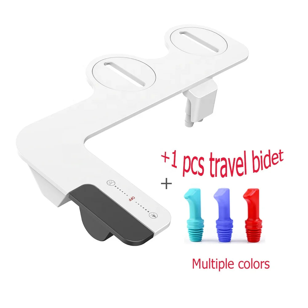 AQUEVIAN Ultra Slim ABS Eco-Friendly Non-electric Bidet Toilet Seat Attachment Self-Cleaning Dual Nozzle Adjustable Water