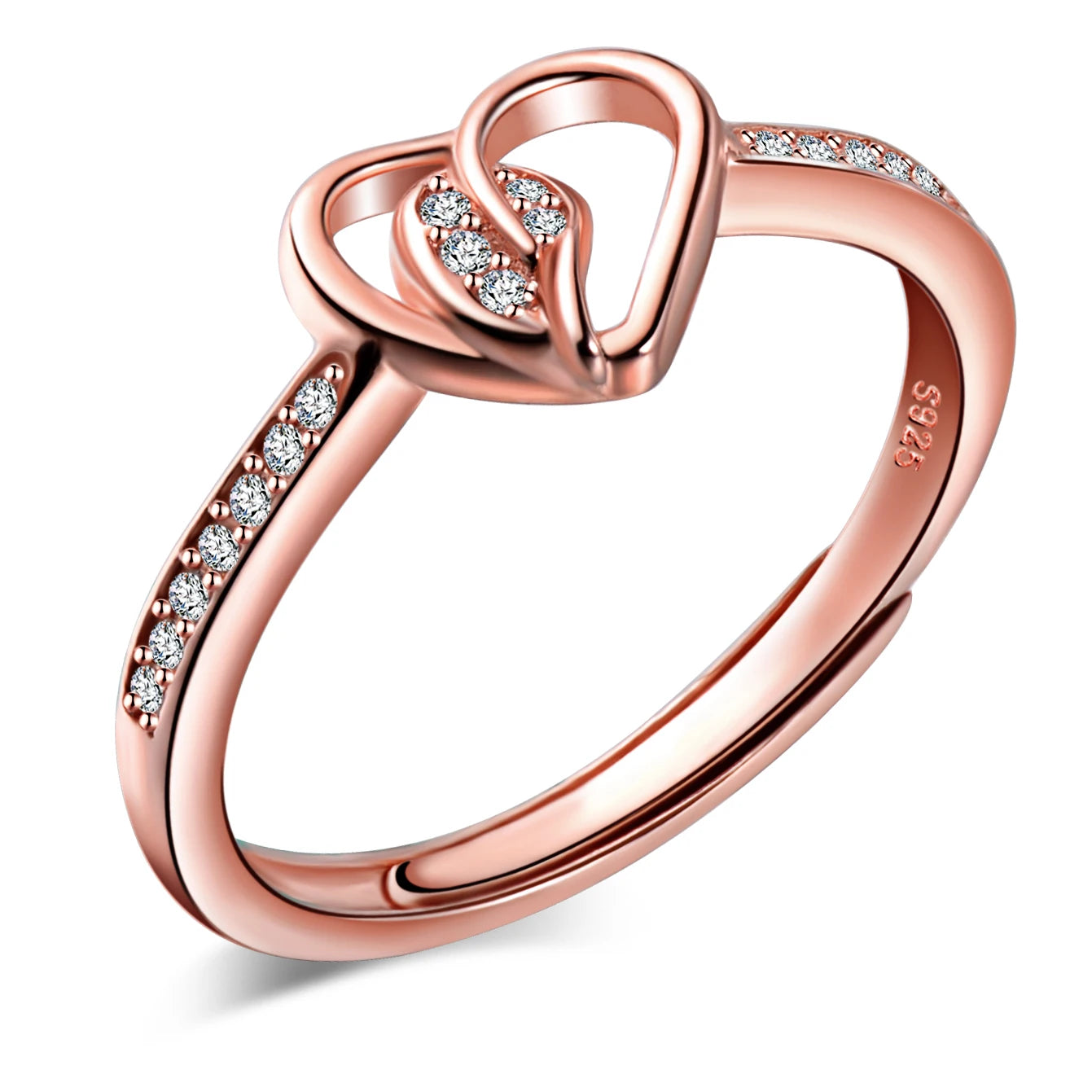 Heart Shaped Ring Open Moissanite Ring Silver 925 for Women