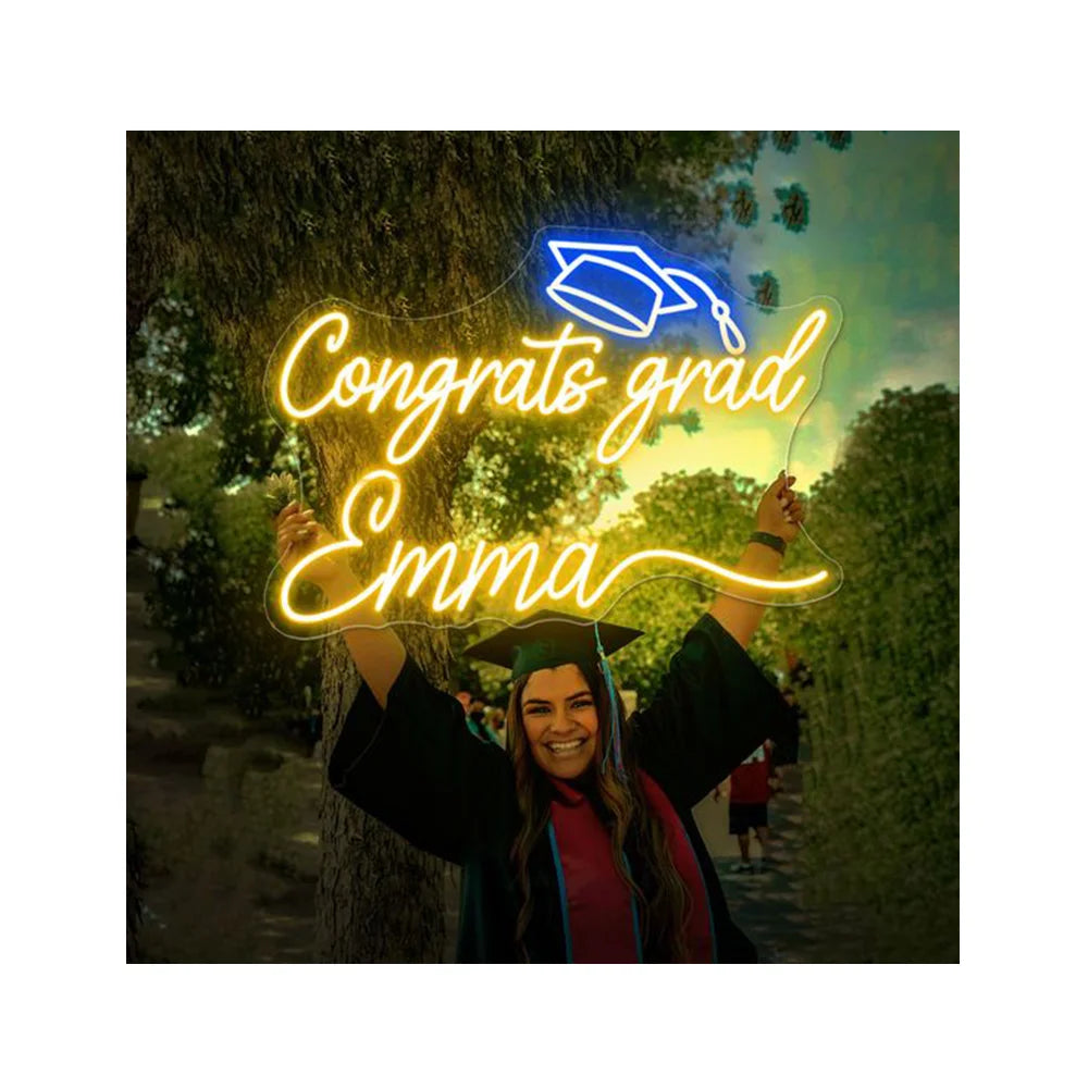 Winbo Dropshipping Neon Lettering logo Congrats Grad Neon Sign Graduation Custom Led Neon Signs for Wall Decor Personalized