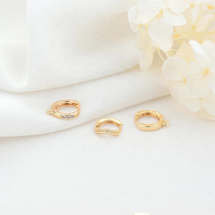 Factory Wholesale 14K Gold Plated Round Inlaid Zircon Women's Earrings Diy Jewelry Making Hoop Earring Accessories