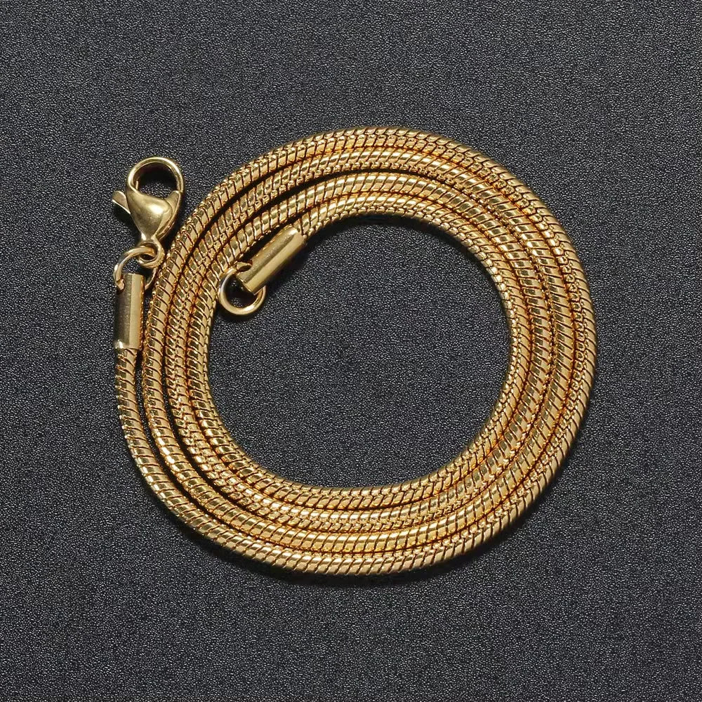 1.2mm  Gold Round Snake Chain Stainless Steel 18K Gold Silver for Men Body Chain for Pendant 2022 Hot  Factory Wholesale