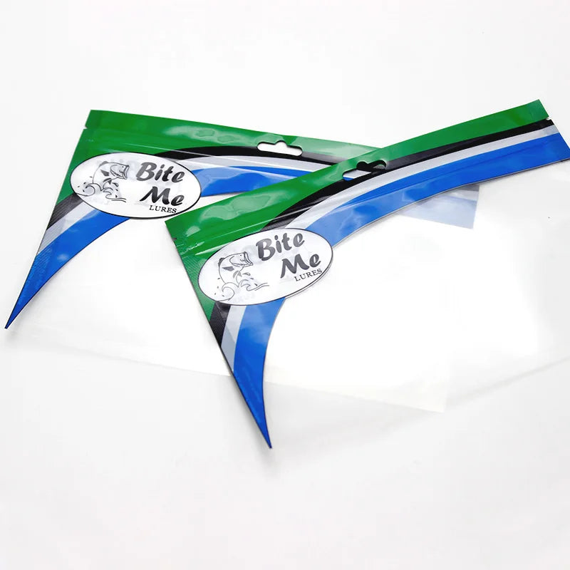 Logo Printing  Moisture-proof Ziplock Dried Fish Lure Bait Plastic Packaging Bag With Clear Window Fish Lure Bag Bait Bag