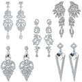 Luxury Long Crystal Tassel Dangle Charm Earrings Zinc Alloy Silver Plating Flower Design for Women's Party Wedding Occasions