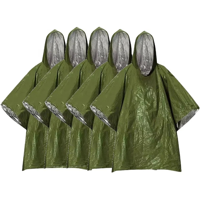 IRONDONKEY Portable Climbing Camping Emergency Insulation Raincoat Travel Adventure  Waterproof PE Raincoat Rain