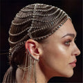Tassel Rhinestone Head Chain Headwear for Women Crystal Wedding Hair Accessories Bridal Jewelry