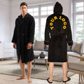 Luxury Thicken Plush Hotel Bath Robes Velour Thicken Mens Sleepwear Hooded Black Bathrobe