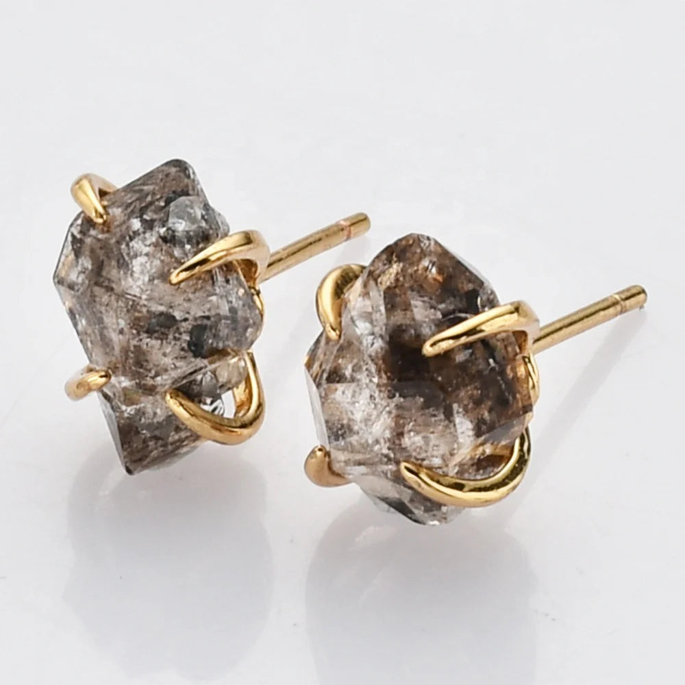Claw Setting 925 Sterling Silver Hypoallergenic Stud Earings Jewelry Women Herkimer Diamond Crystal Earrings 2023