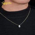 Women Classic 1CT Diamond Necklace 18 Yellow Gold IGI Report Lab Grown Diamond Pear Diamond Necklace
