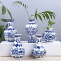 Retro Chinese Style Mini Handmade Blue and White Porcelain Art Desktop Decoration Flower Ornaments Hydroponic Plant Vase