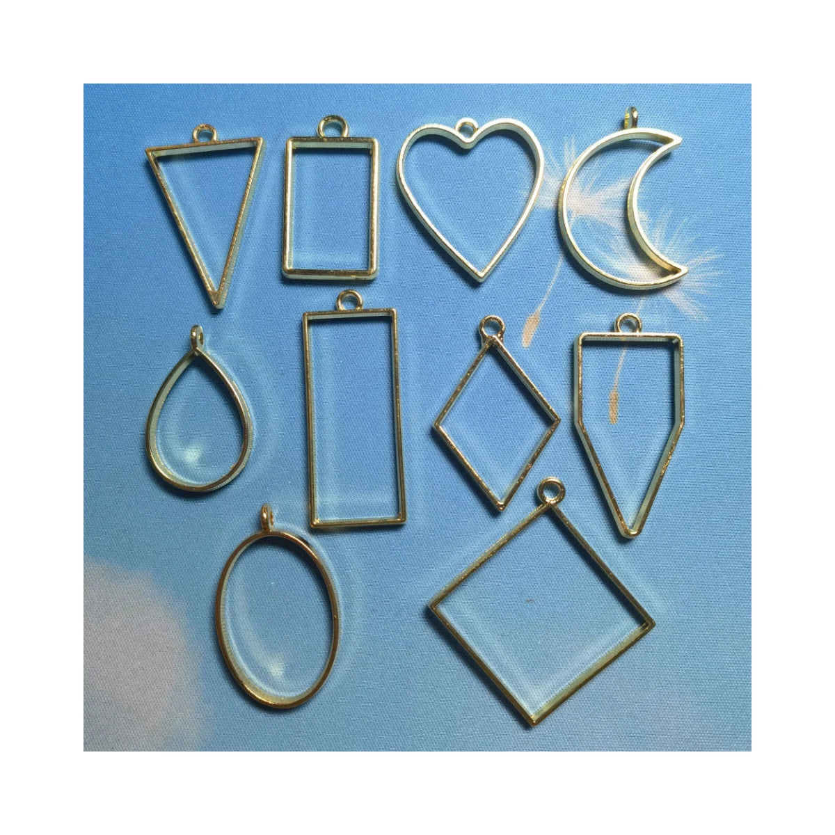 Metal Geometric Hollow Frame Pendant Charm UV Epoxy Resin Craft Bezel for DIY Jewelry Making Accessories