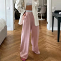 Enyami High Street Office Ladies Baggy Pants High Waist Floor-length Classy Grey Pink Women Palazzo Trouser