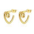 Women 18K Gold Silver Stainless Steel Hollow Heart Stud Earrings Fashion Titanium Vintage Jewelry