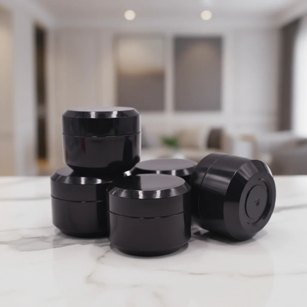 2025 New Design 15g Double Wall Round Cosmetic Jar PP Plastic Cream Jar Black Cosmetic Jar