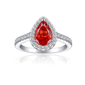 Fashion Luxury 925 Sterling Silver Claw Setting 1.5ct Drop-Shaped Zircon Finger Ring for Women