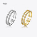 FUAMAY Double Line Engagement Ring Full  Classic Style Wedding and Party Anillo Para Mujer